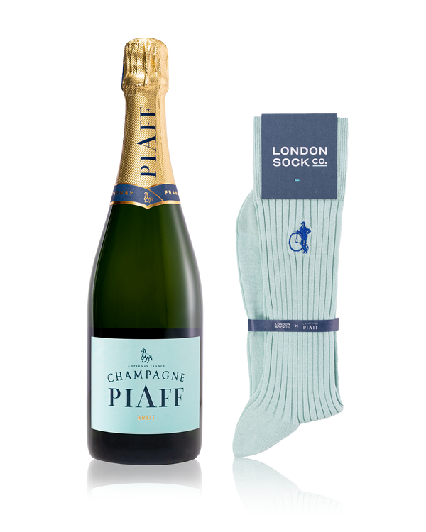 Champagne PIAFF Brut NV & London Sock Co PIAFF Blue Socks