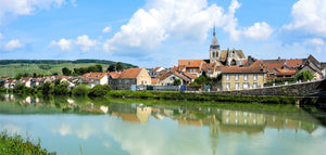 Image of riverside town in the Champagne region in France 